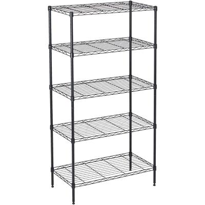 China 5 Multifunctional Adjustable Tire Wire Shelving Metal Rack Unit Storage Shelves For Laundry Bathroom Kitchen Office Cabinet for sale