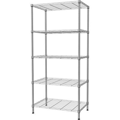 China Multifunctional 5 Tier Chrome Plated Storage Rack Wire Shelving Unit Thicken Heavy Duty Storage Shelves For Office Cabinet Kitchen for sale