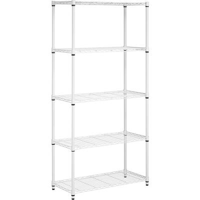 China Multifunctional 5-Tier Metal Wire Shelf Storage Rack, Durable Organizer Unit Perfect for Kitchen Garage Office Organization, White for sale