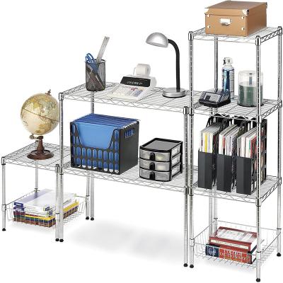 China Multifunctional Adjustable Home Organizer - Chrome Wire Shelf with Basket - for sale