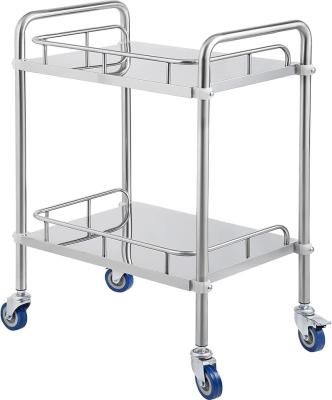 China 2Layer Universal Medical Cart 2 Tier Heavy Duty Medical Service Cart With 360Rotate Wheels Mobile Care Car Clinic Carts Lab Equ for sale