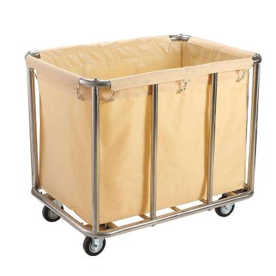 China Universal Canvas Household Laundry Hotel Trolley Stainless Steel Trolley Cart Factory Wholesale Cleaning for sale