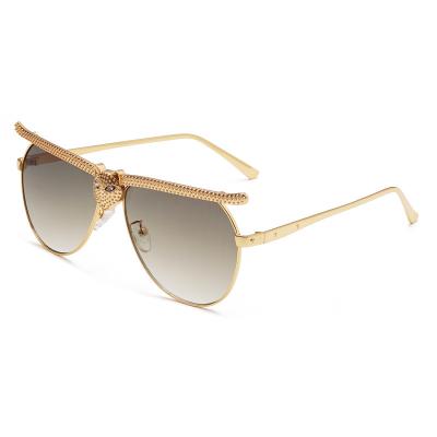 China Rimless Female Sunglasses Men Women Half Face Frame Diamond Leopard Head Glasses Funny Fashion Metal New Arrivals Fashion Sun Glasses for sale