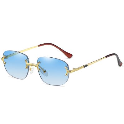 China Fashion Sunglasses 2021 Small Mini Vintage Round Favor Rectangle Men Women Rimless Steampunk Sun Glasses for sale