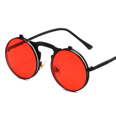 China Cool Sunglasses 2021 Cool To Shine Vintage Plastic Women Flip Cover Glasses Punk Round Metal Sun Glasses Men for sale