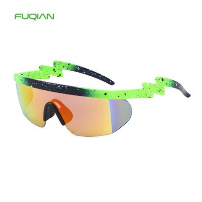 China Plastic Cycling Sunglasses Authentic 2020 Men's Sunglasses Lightning Bicycle Sunglasses 2021 Hot One-Piece Wave Mirror Leg Sports Eyewear for sale