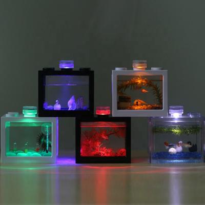 China Viable Hot Selling Mini Fish Tank Led Lighting Light For Living Room Bedroom Office Desktop Aquarium Decoration Accessories for sale