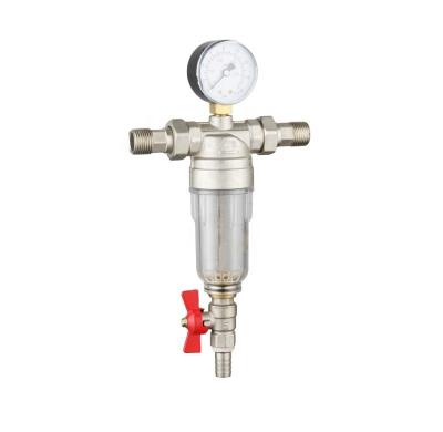 China General Customizable Brass Water Pre Filter Valve Stainless Steel Pre-Filter & With Prefilter Valve Transparent / Without Pressure Gauge for sale