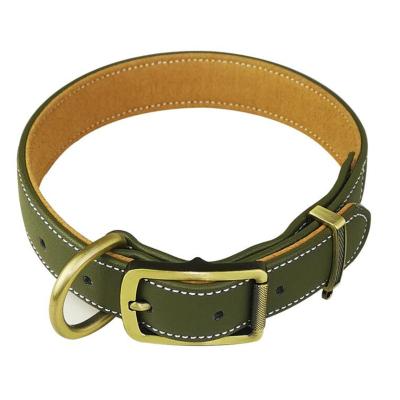 China OEM/ODM Viable Classic Genuine Luxury Soft Pet Dog Collar Waterproof Real Leather Dog Collar With Alloy Material for sale