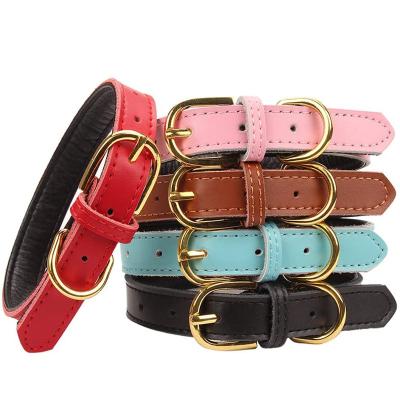 China Viable Wholesale Luxury High Quality Adjustable Genuine Leather Dog Collar Pet Collar for sale