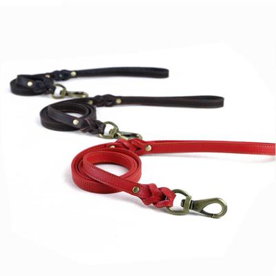 China New Arrival Genuine Leather Pet Leash Sustainable Wholesale Luxury Soft Braided Dog Leash Leather Advance for sale