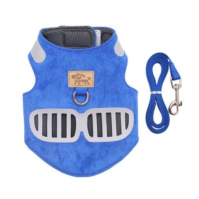 China Reflective Adjustable Suede Cat Dog Harness With Leash Cat Chest Straps Soft Breathable for sale