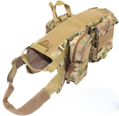 China Military Waterproof Nylon DETACHED Molle Dog Backpack with 3 Detachable Pockets Tactical Duty Dog No Pull Harness Vest for sale