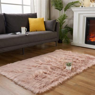 China Washable Wholesale Living Room Floor Rug And Blanket Faux Sheepskin Faux Fur Blankets Rug for sale