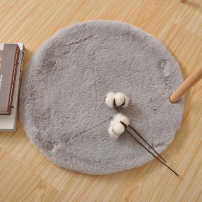 China Soft Anti-bacteria Tiles For Living Room Bedroom Bedside Rabbit Faux Fur Round Carpet Rug Nordic Flooring Blanket for sale