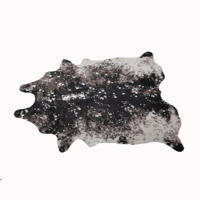 China Non-slip Washable Faux Skin Imitation Fur Rugs Brown Natural Shape Cowhide Artificial White Blanket For Living Room Bedroom for sale