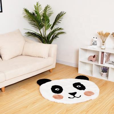 China Washable Super Cute Cat Panda Rugs Cartoon Patchwork Faux Dog Fur Baby Rug for sale