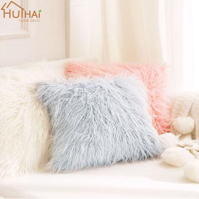 China 2020 Comfortable Faux Fur Decorative Pillow Cushion Luxury Mongolian Faux Fur Pillow Cushion Cover Wholesale Tile Manufacturer for sale