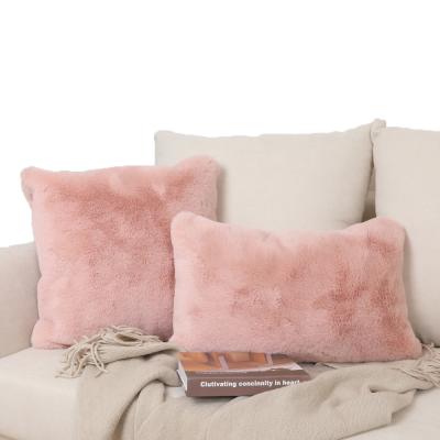 China 2020 Fashionable Anti-bacteria Artificial Faux Rabbit Faux Fur Decorative Pillow Set for sale