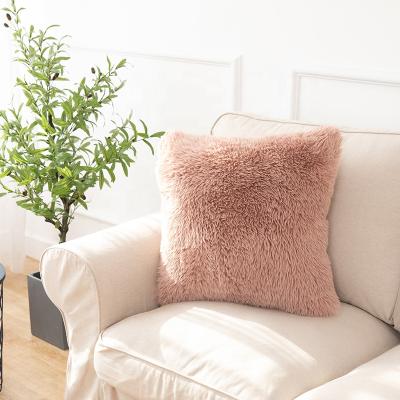 China Wholesale Resilience Faux Fur Tile Alpaca Fur Cushion Cover Fluffy Faux Fur Pillow Cushions For Sale for sale