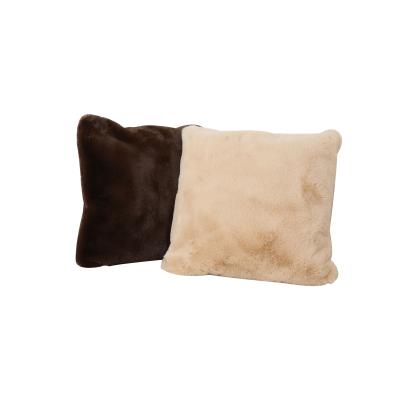 China Portable Custom Chair Cushion Fur Tile Rabbit Faux Fur Pillow Covers Cushion 45x45 Decor 2020 New Mongolian Decorative Luxury Series for sale