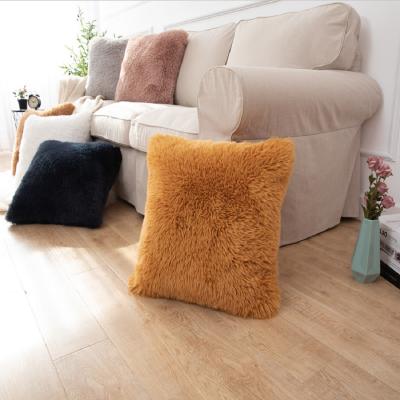 China Plush Fur Pillow Plush Faux Fur Pillow Stuffed Super Soft Cozy Alpaca Fur Tiles Plush Fur Cushion Home Decoration for sale