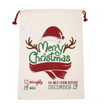 China Large Durable Santa Sacks Reusable Cotton Sack Christmas Gift Bags With Drawstring for sale