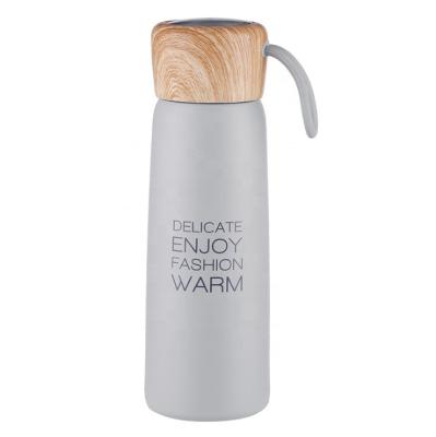 China Private Label Stainless Steel Hot Water Sustainable And Cold Vacuum Bottle With Bamboo Cup for sale