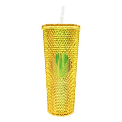 China Disposable Customized Studded Turian Tumbler Cups Acrylic Matte Coffee Mug Tumblers Matte Black With Straw And Plastic Lid for sale