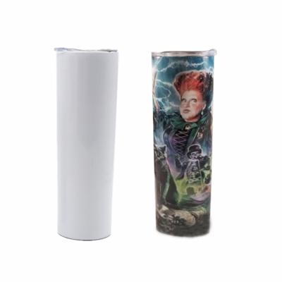 China 2021 New Double Wall PORTABLE White 20oz Sublimation Skinny Stainless Steel Tumbler for sale