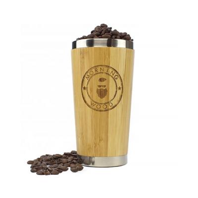 China Business Stainless Steel Inside Reusable Car Mug Eco Bamboo Coffee Mug With Handle for sale