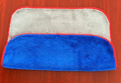 China 40x40cm blue gray color microfiber microfibre plush coral fleece towel for sale