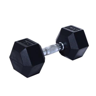 China Rubber Coated Steel Men Practiced Dormitory Home Equipment Arm Muscles Hexagonal Rubber Fitness Dumbbell for sale