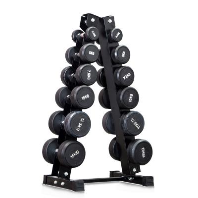 China Work Modern Home Gym Equipment Hexagonal Rubber Plated Tripod Dumbbell Fixed Car for sale