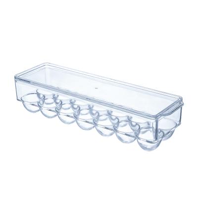 China 14 Stackable Clear Cool Plastic Egg Storage Box Durable Plastic Storage Box Refrigerator Egg Box for sale