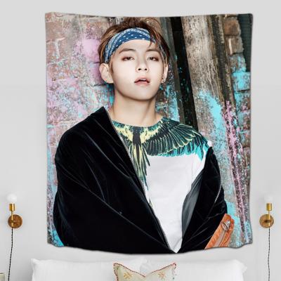 China Decoration Popular Kpop Home Printing Korea Handsome Boy Tapestries Weed Butterfly BTS Custom Hippie Tapestry Throw Blanket for sale