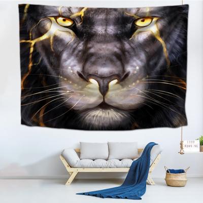 China 200x150cm Cool Cool Gold Lion Tapestry Custom Printing 100%Polyester Tapestry for sale