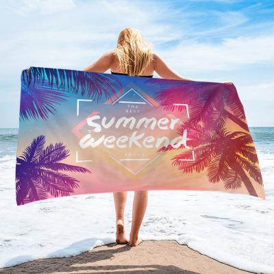 China Summer Tree Bath QUICK DRY Towel For Beach Towel Custom Printing Turkish Quick Dry Travel Works Microfiber Beach Towel Custom Printing for sale