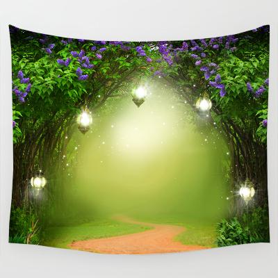 China home & Popular Wholesale Garden Style Decoration New Home Back Customized 100%Polyester Tapestry Fabric for sale