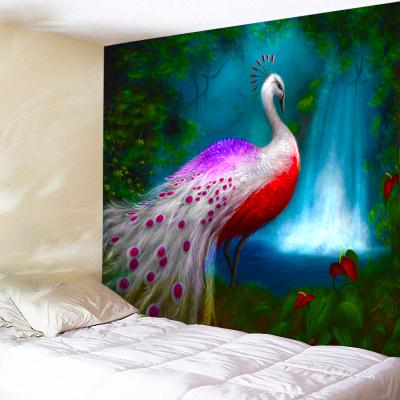 China Custom High Quality Luminous Home Tapestry Large Peacock Decoration Color Hippie Tapestries for sale