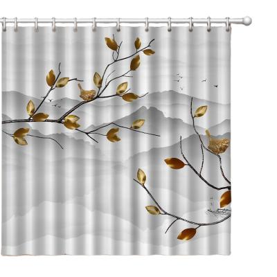 China Sustainable Wholesale Custom Made Bathroom Shower Curtain Chinese Style Shower Curtain for sale