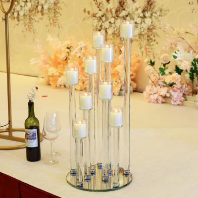 China ECO-frendly Premium Decorative Crystal Column Pillar Candlestick Holders for sale