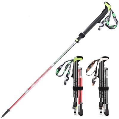 Cina EVA+ Cork Outdoor Weightlight Climbing Sticks Hunting 4 Section Aluminum Climbing Sticks Hunting Walking Stick Alpenstock in vendita