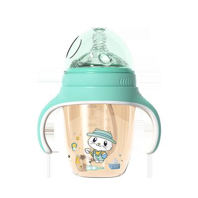 China High Quality Born Wide Diameter BPA Silicone Bottle Free Baby Food Nipple Green Outdoor Age for sale