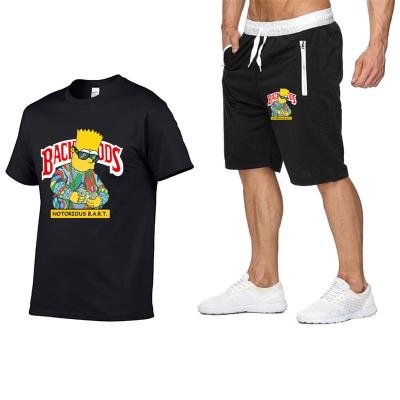 China Low MOQ Breathable Plus Size Cookie Backwoods Cartoon Men Cotton Two Piece T-Shirt & Places Shortly Custom Made for sale