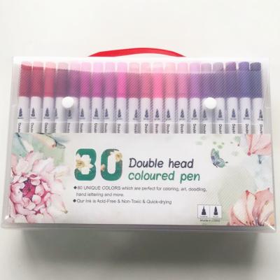 China Two-headed Line Paper Color Marker Pen Watercolor Pen Hook Soft Head Art Supplies Children's Gift Painting Set for sale