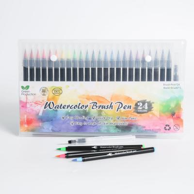 China Soft Brush Base Pen Head Soft Pen Set 24+1 Color Pen 48 Color Supplies 24+1 Watercolor Painting Fountain Pen for sale