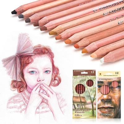 China Professional Basswood 12 Color Chalk Skin Tints Soft Pencils People, Landscapes, Color Pastel Color Chalk for sale