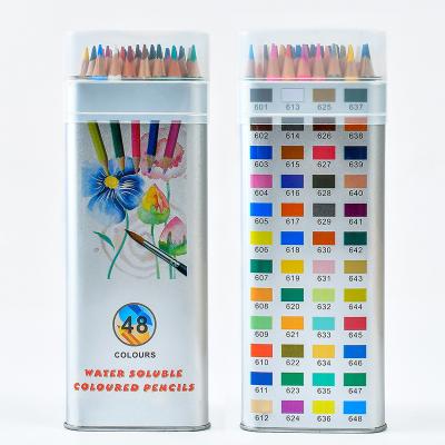 China 12/24/36/48 Colors Water Soluble Professional Oil and Water Colored Crayons Artist Painting Sketching Wood Drawing Pencils Set for sale