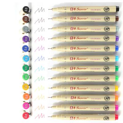 China Superior color needle drawing pen 0.5 mm color set stroke design cartoon needle drawing pen water-based pen for sale